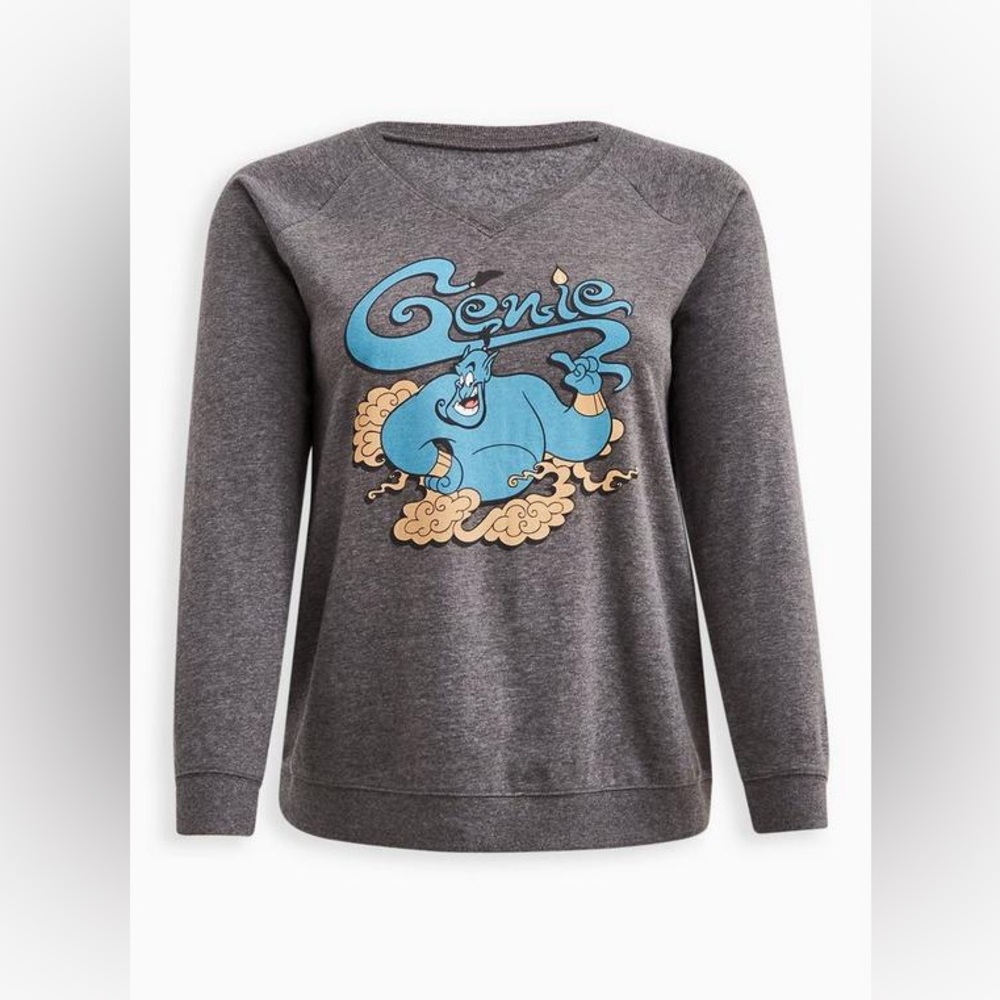 Torrid Disney Aladdin Genie Cozy Fleece V-Neck Sweatshirt 1X (14-16)